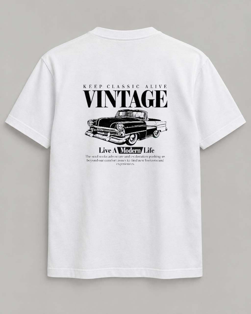 Vintage T-shirt in White, back view
