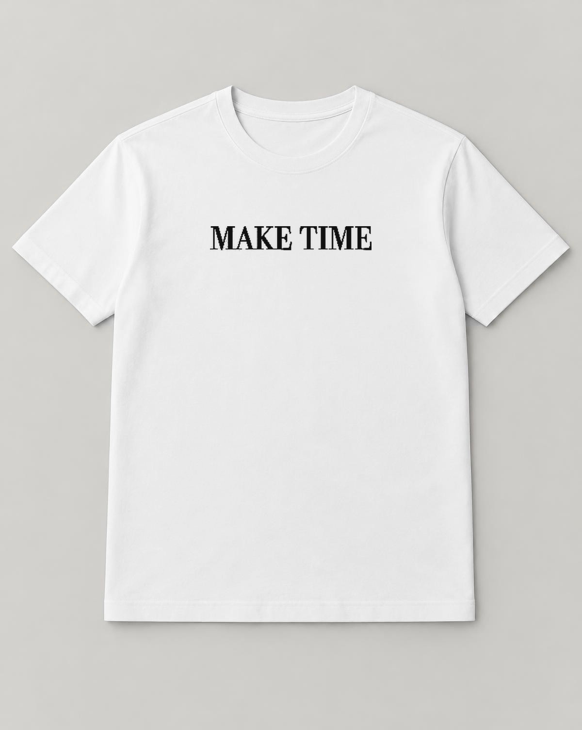 Make Time T-shirt in White, front view