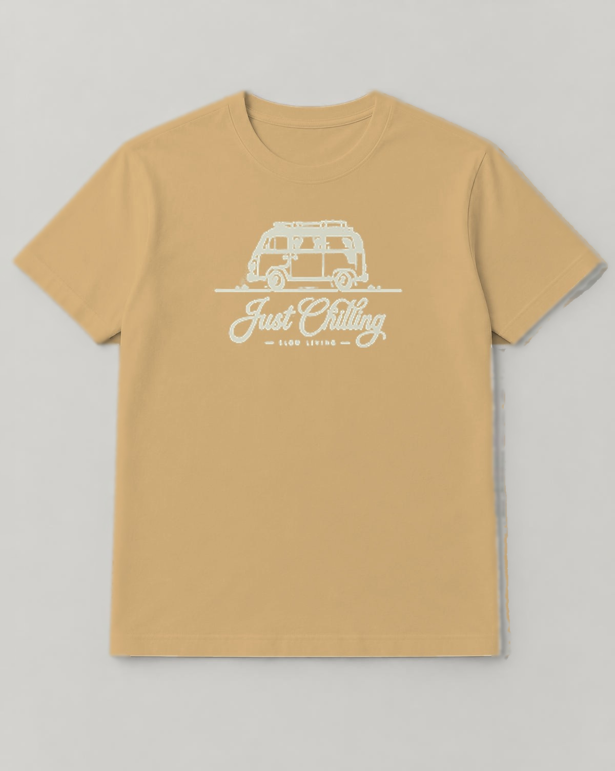 Just Chilling T-shirt in Mustard, front view